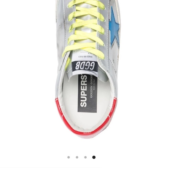NWT Brand New Golden Goose Women’s Superstar Silver Blue Star Leather Sneaker 37 - Picture 14 of 16